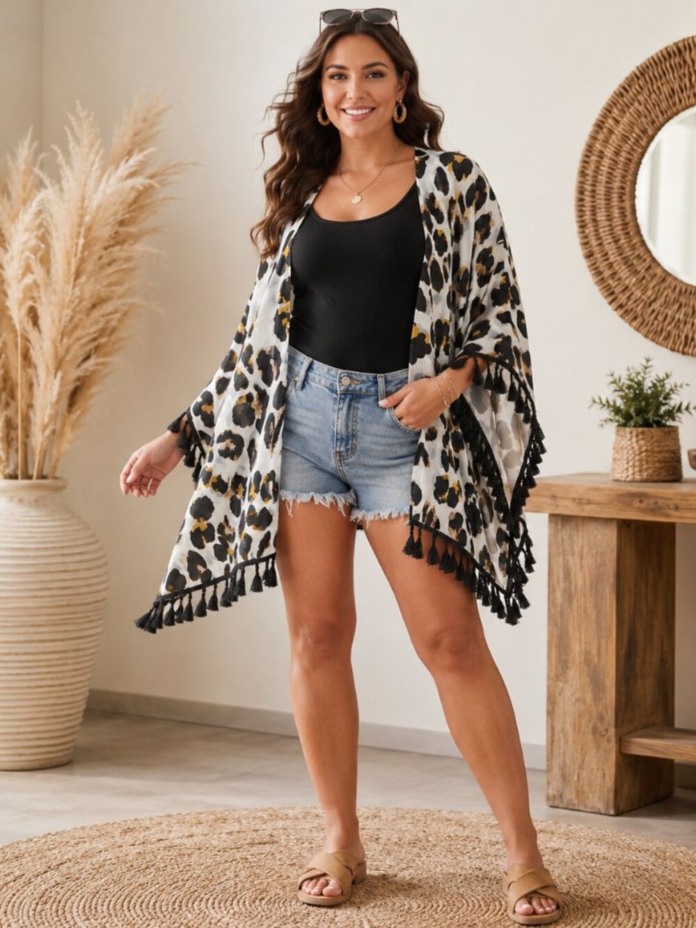 Animal print kimono